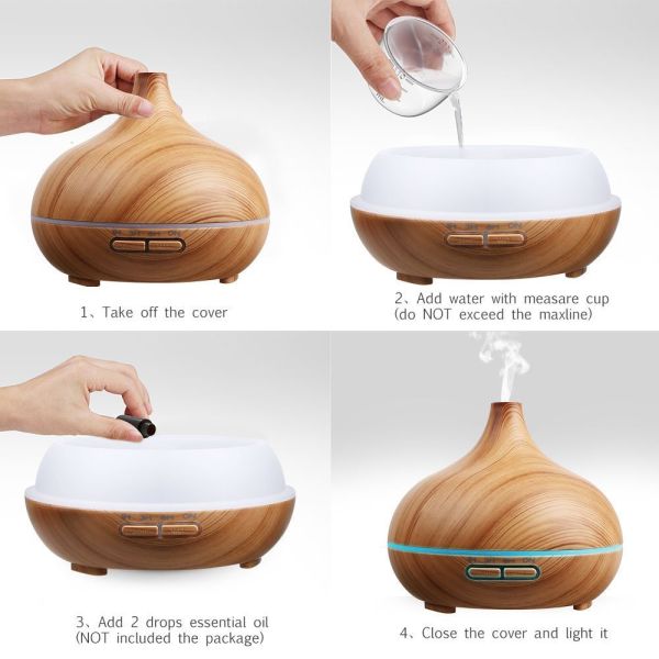 Best Selling 300ml Wood Diffuser Ultrasonic Aroma Humidifier Aroma Spray with Timer 7 Color LED Lights Changing