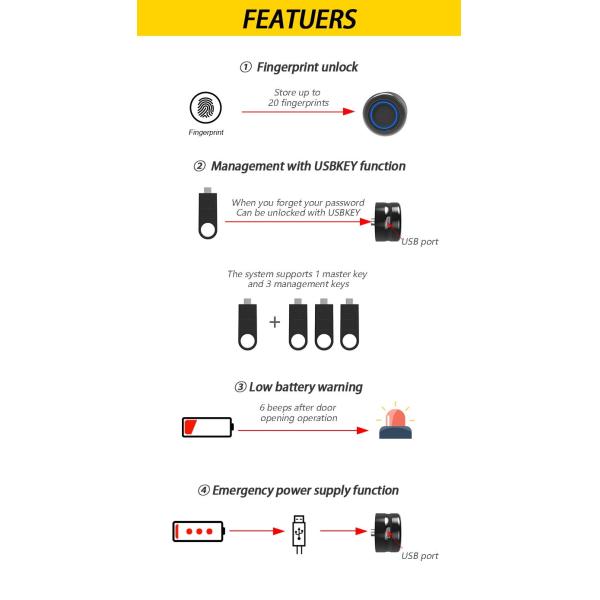 Powerful Biometric Fingerprint Drawer Storage Smart Lock for Modern Minimalist Style