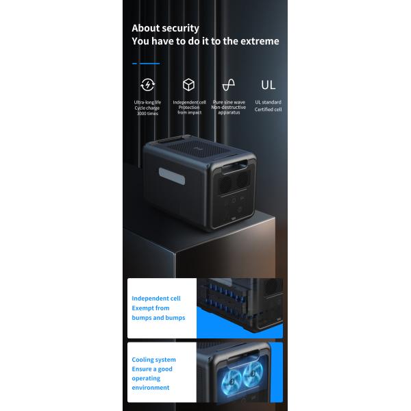 AC 1200W Input Portable Power Station, Solar Generator With Solar Panel Available LCD Display