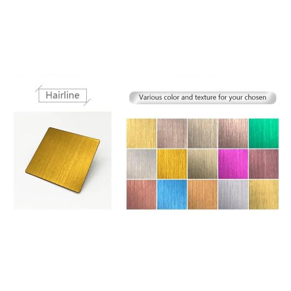 4ftx 8FT Brush Stainless Steel Sheet PVD Champagne Gold Color  Hairline Finished