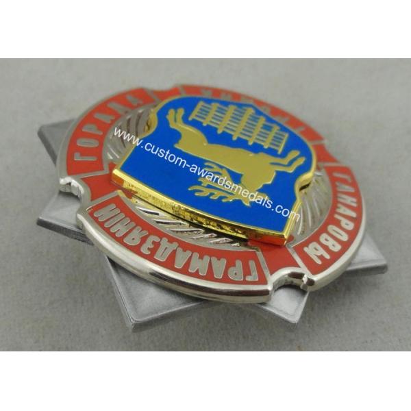 Memorialized Souvenir Badges Metal Ring With Pewter , Antique Silver