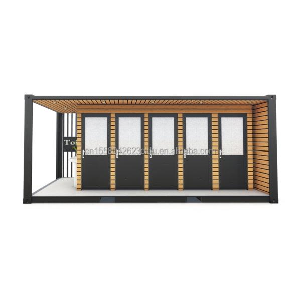 Baño exterior Contenedor de envío modificado estilo 20ft o 40ft Hecho de acero y panel de sándwich con ventanas de aleación de aluminio