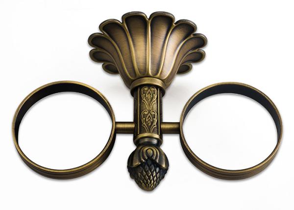 Antique Brass Bathroom Fittings Double Tumbler Holder Brass Material For Hotel