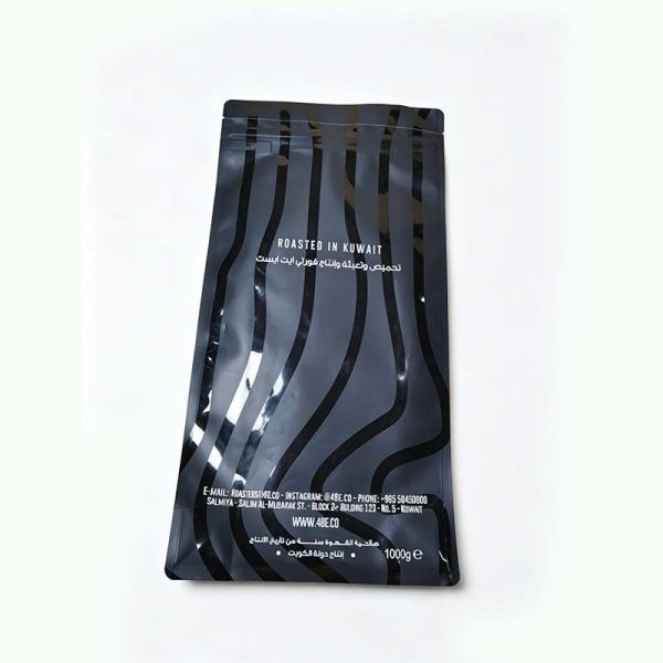 Matte Black Stand Up Coffee Bag Resealable Roasted Coffee Bag Moisture Proof