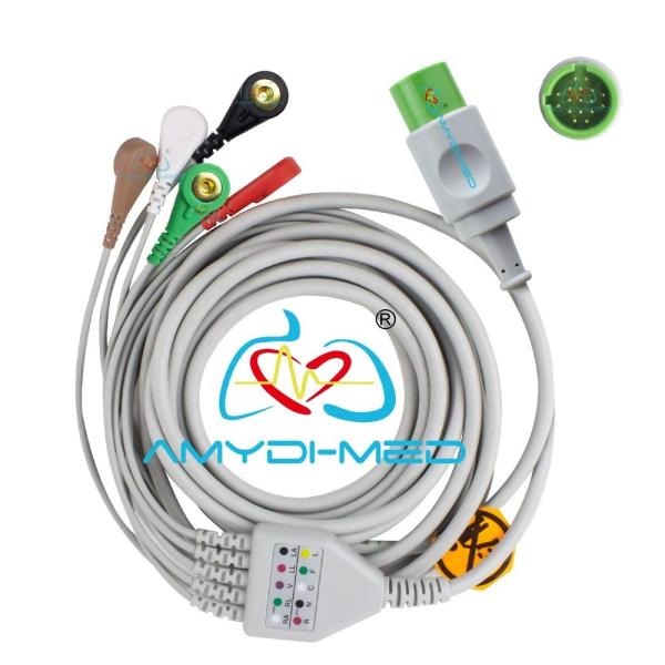 Hospital SPACELABS ECG Cable With Leadwire Round 17P 5 Lead Snap OEM