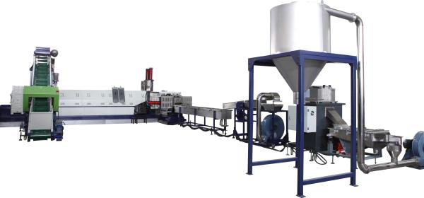 Double Stage Single Screw Extruder Automatic PE Film Washing System Electrical Heating