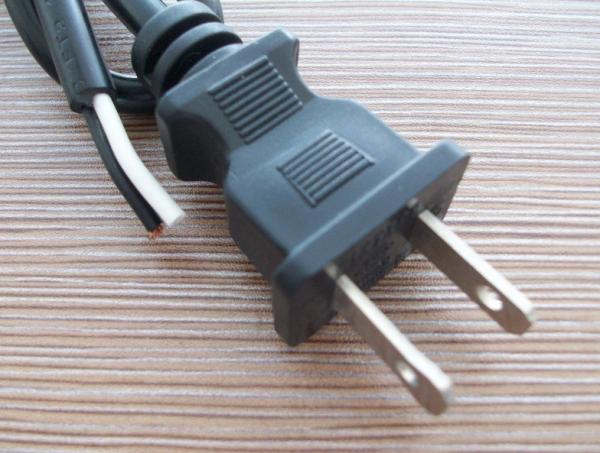 USA Mains cord with UL certified 2 Core round Flexible Cable with nema 1-15p Plug