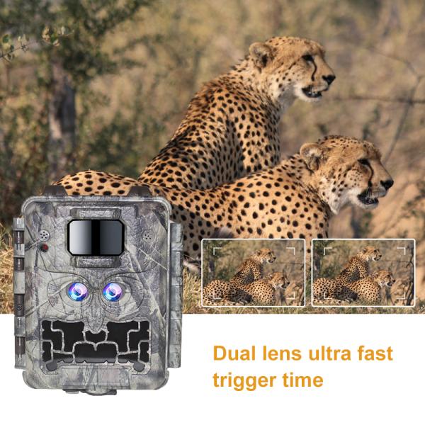 30MP Dual Lens Wildlife Hunting Camera 1080P Night Vision IP67