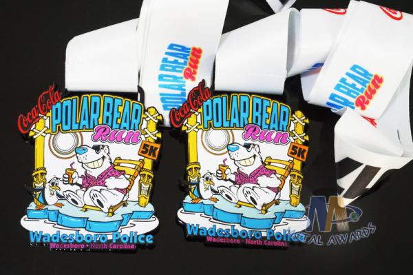 Coca Cola Zinc Alloy Custom Sports Medals , Running Race Medals Black Nicekl Plating