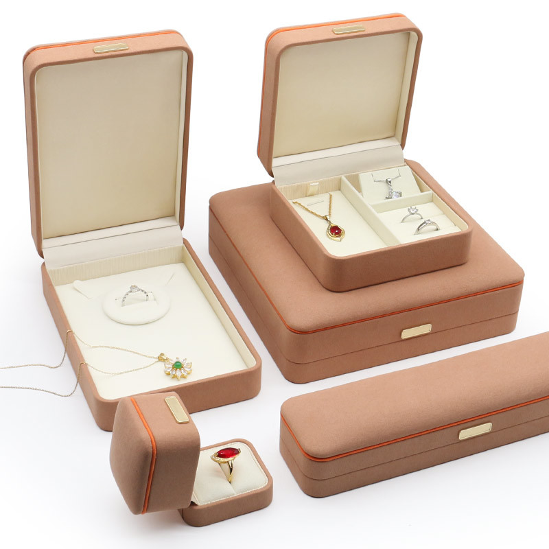 Customized LOGO Faux Leather Jewelry Box For Earrings Rings Bracelets Storage