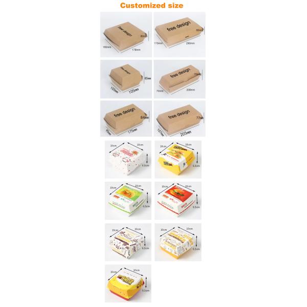 ODM UV Coating Gourmet Burger Boxes Food Grade Kraft Paper