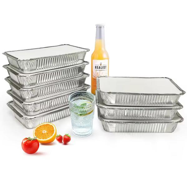 8.6 x 6.6 pouces Pâtisserie profonde Aménagement à emporter réutilisable Plateau de contenant en feuille d'aluminium