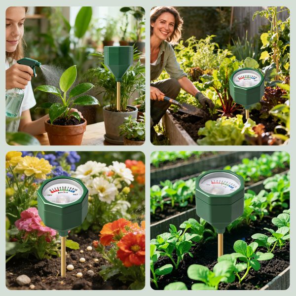 YIERYI Battery-Free Analog Soil Moisture Meter with Metal Probe Precision 0-10 Scale Hygrometer for Garden Potted Plants Farming