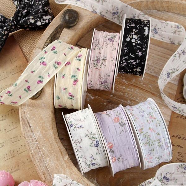 Hair Accessories Usage Polyester Printed Floral Edging Headband for DIY Bow Ribbon Straw Hat Gift Box Packaging Straps