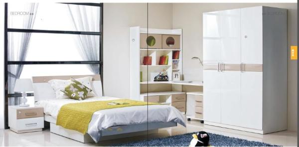 High Gloss Finishing Home Room Furniture / Kids Bedroom Furniture Single Bed