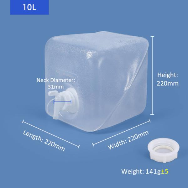 Taille personnalisée acceptée 20L en extérieur pliable Jerry peut contenant de l'eau avec robinet en plastique