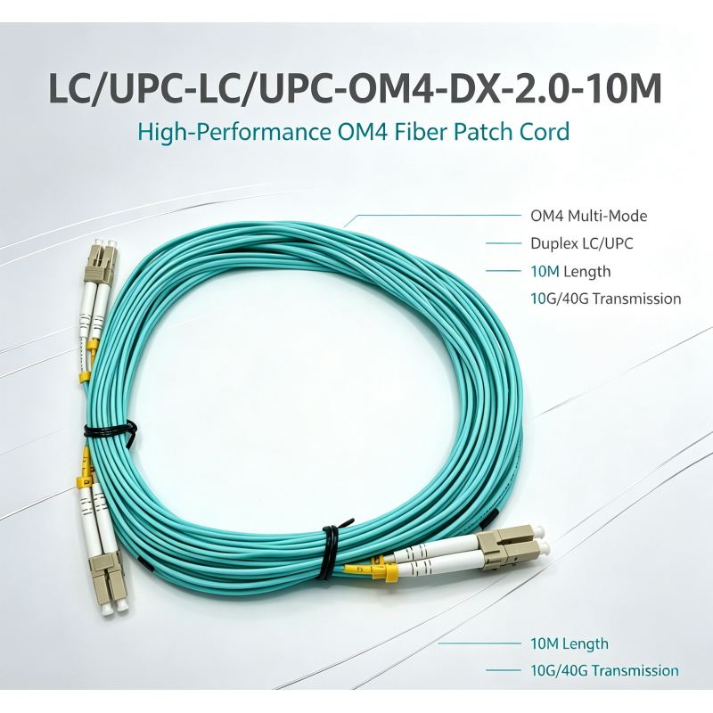 Low Insertion Loss Duplex OM4 Multimode Fiber Patch Cord With LC-UPC To LC-UPC Connectors , 2.0mm Outer Diameter , Length 10M