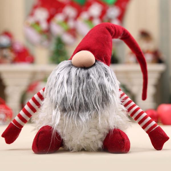 25cm Length Christmas Stuffed Toys Layered Gray Beard High Hat Cover Eyes