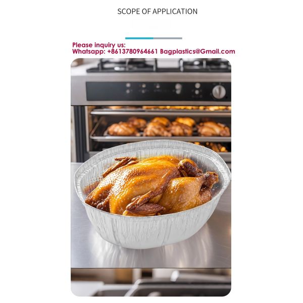 Large Size Deep Oval Aluminum Foil Trays For Roasted Chicken Disposable Food-Grade Foil Turkey Pan Container Tin Foil Aluminum Food Grade BBQ Disposable Meal Box Square Takeaway Insulated Oven