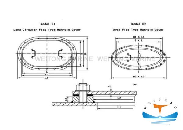 CCS Approval Type B Manhole , Marine Manhole Cover For Ship Voids Access