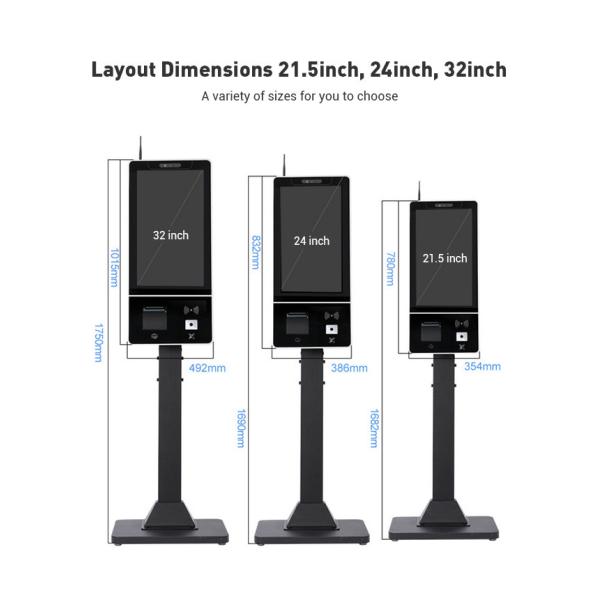CCC FCC CE 32 Inch RK3288 NFC Restaurant Self Service Kiosk Self Checkout