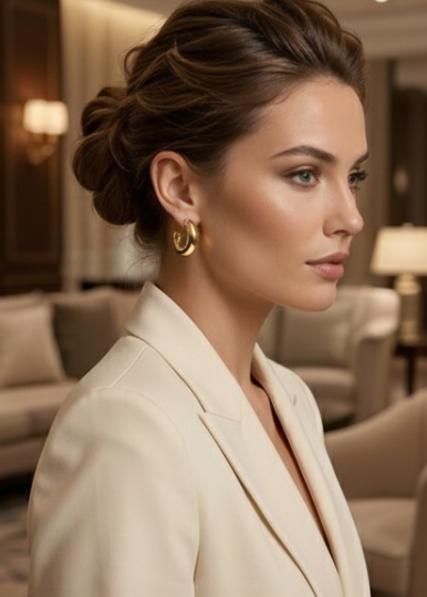 Waterproof Hypoallergenic Lightweight 18K Gold Plated Chunky Hoop Earrings for Women