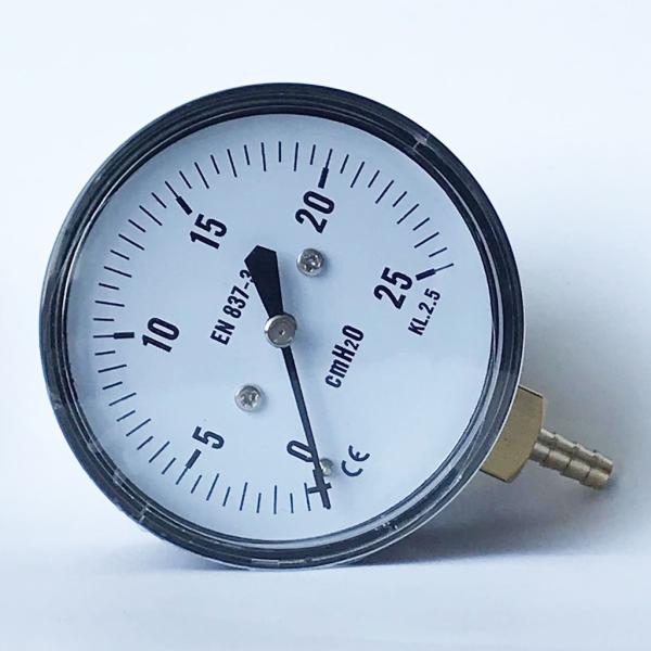 Black Steel Case Low Pressure Gauge 25 CmH2O 63mm Bottom Mount Pressure Gauge