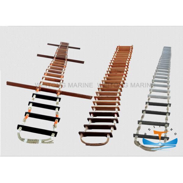 Wooden Pilot Rope Embarkation Ladder For Liferaft , Durable Boat Rope Ladder