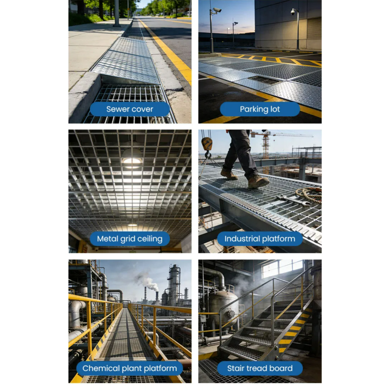 Galvanized Steel Grating with Heavy Duty Bearing Capacity and Slip-Resistant Surface for Outdoor Use