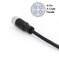 Cable pré-montado M12 conector 4 pin IP67 PVC recto IEC 61076-2-101 preto