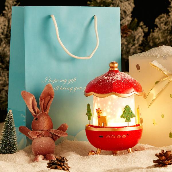 Christmas Gift Dream Star Projector Night Light Creative Rotary House Music Box Projector Lamp With Wireless Speaker