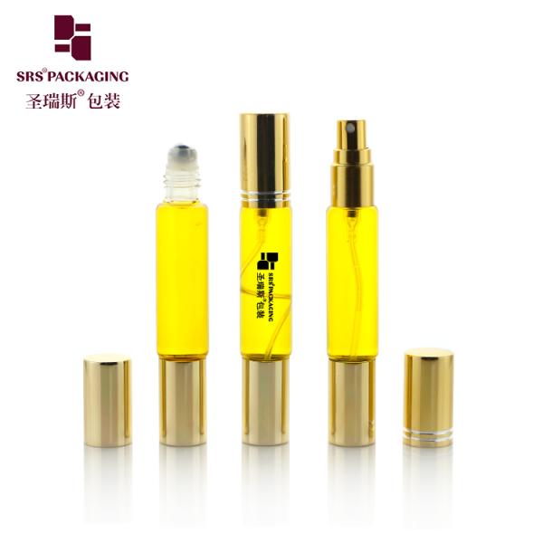 BLPD-10ml Gold Lid Empty Double Head Design Roller And Spray Bottle For Perfume
