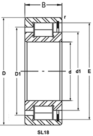 Скважина одиночного полного дополнения подшипника ролика строки SL182204 цилиндрического прямая