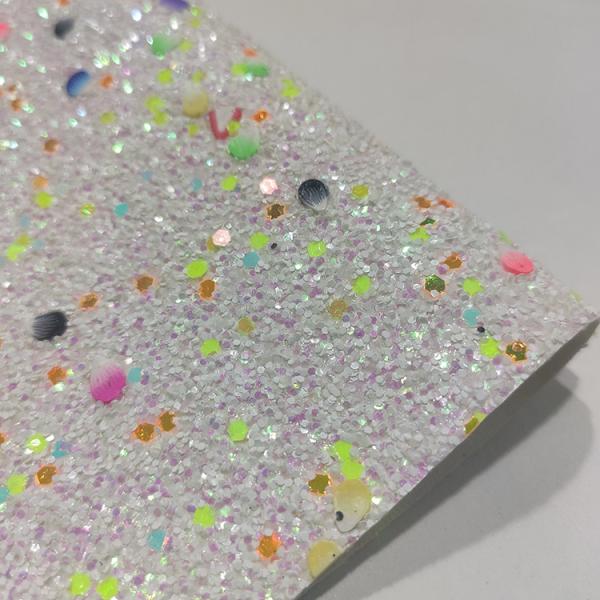 50m/Roll Fireproof 3D Chunky Glitter Leather Fabric