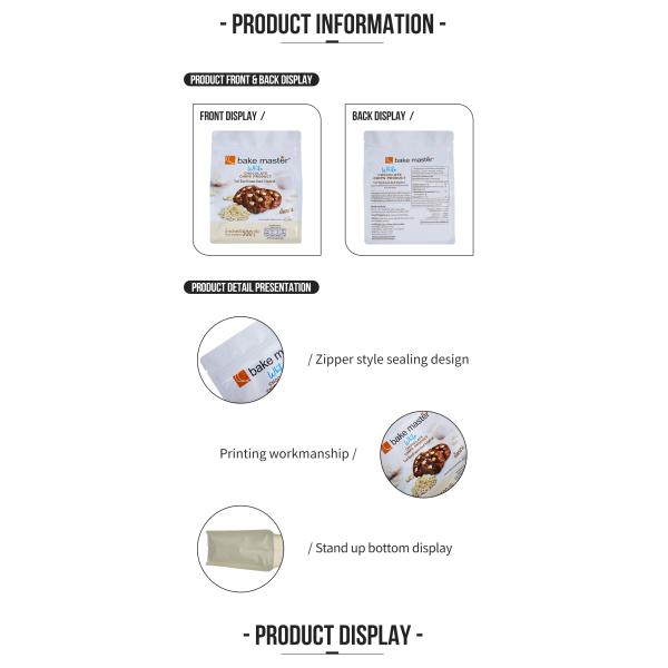Customized Flat Bottom Cookie Packaging Pouch Stand Up Pouch Chocolate Chip Zipper Food Packaging Bag