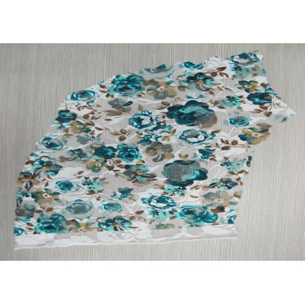 Elegant Digital Printed Green Flower Stretch Lace Fabric For Home Textile