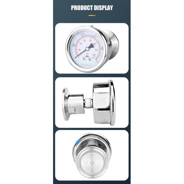 60mm Nominal Diameter Natural Gas Pressure Gauge with Complete Stainless Steel Design