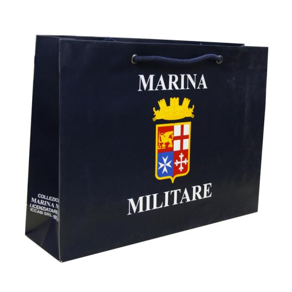OEM Classic MARINA 250g Paper Carrier Bag With shining logo /cotton rope
