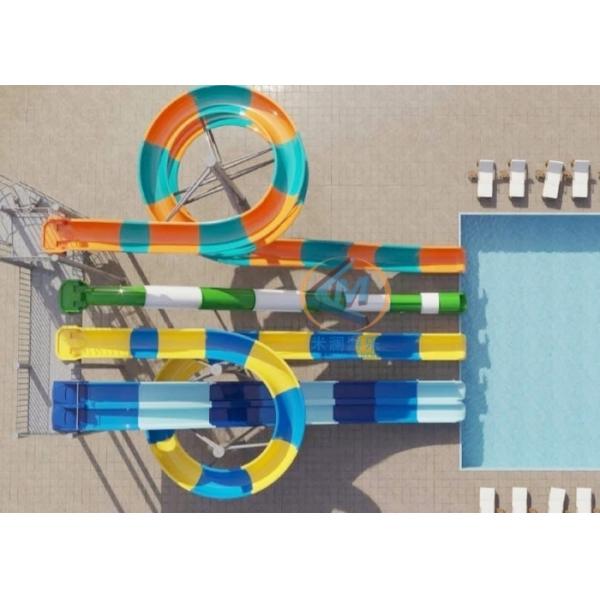 Curved Fiberglass Pool Slide Colorful With Customized Height