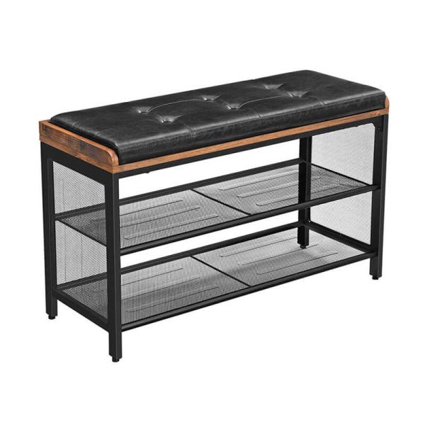 Padded Shoe Bench, Shoe Rack with Cushion, Industrial Shoe Bench, Storage Shoe Rack, ULBS75X