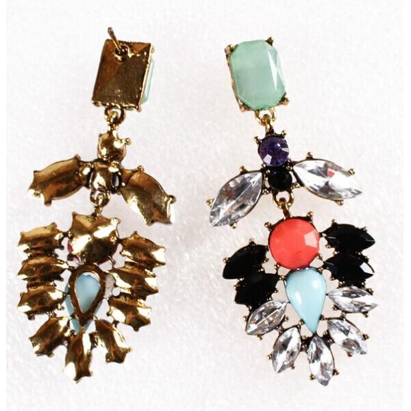 Retro hit color flash diamond earrings gemstone earrings