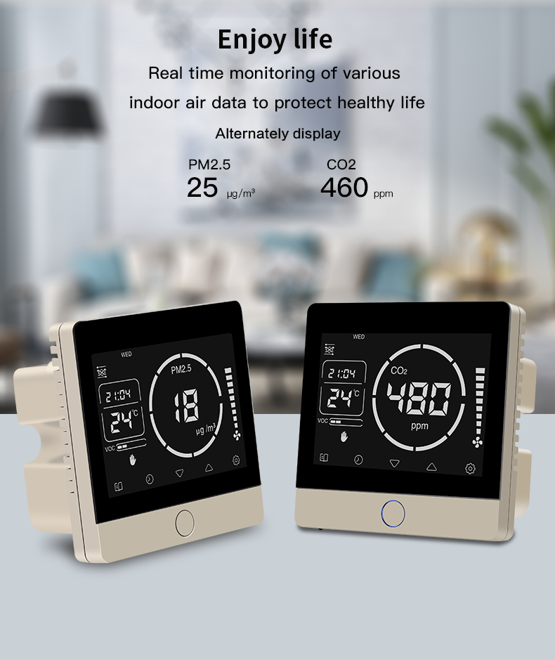 Smart Digital Ventilation Controller With Touch Key Control Real Time Air Quality Monitoring