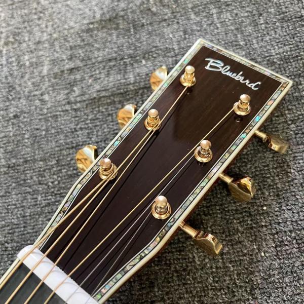 Custom Logo on Headstock, Solid Spruce OM Body Solid Rosewood Back Side Acoustic Electric Guitar Abalone Binding