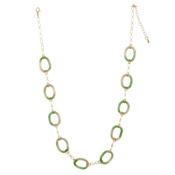 Colorful O-Chain Charm 14K Gold-Plated Chain Link Necklace for Women