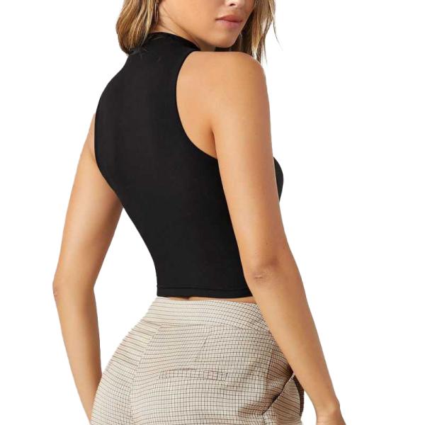 Custom Black Casual Sleeveless Solid Women Black Top Summer Sports Wear Clothing