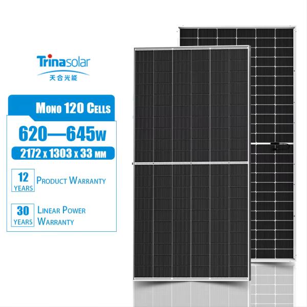 2172x1303x33mm 620W 625W 630W 640W 645W N-type Bifacial Monocrystalline Solar Panel roof tiles