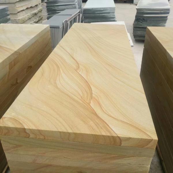 Wooden vein wood grain Sandstone natural sawn cut honed tile slabs