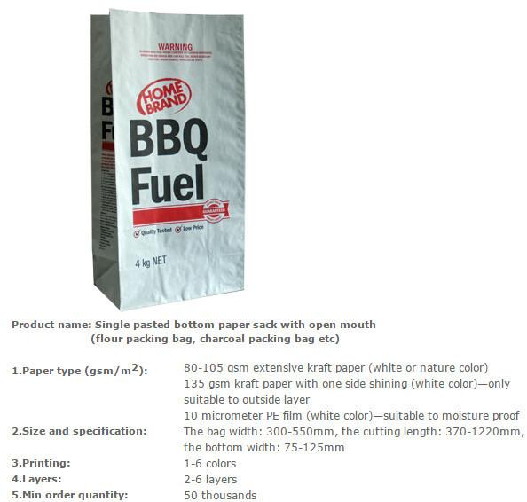 Custom Label Printing Charcoal packaging Paper Bags, charcoal bags, pp/kraft paper bags for charcoal bags