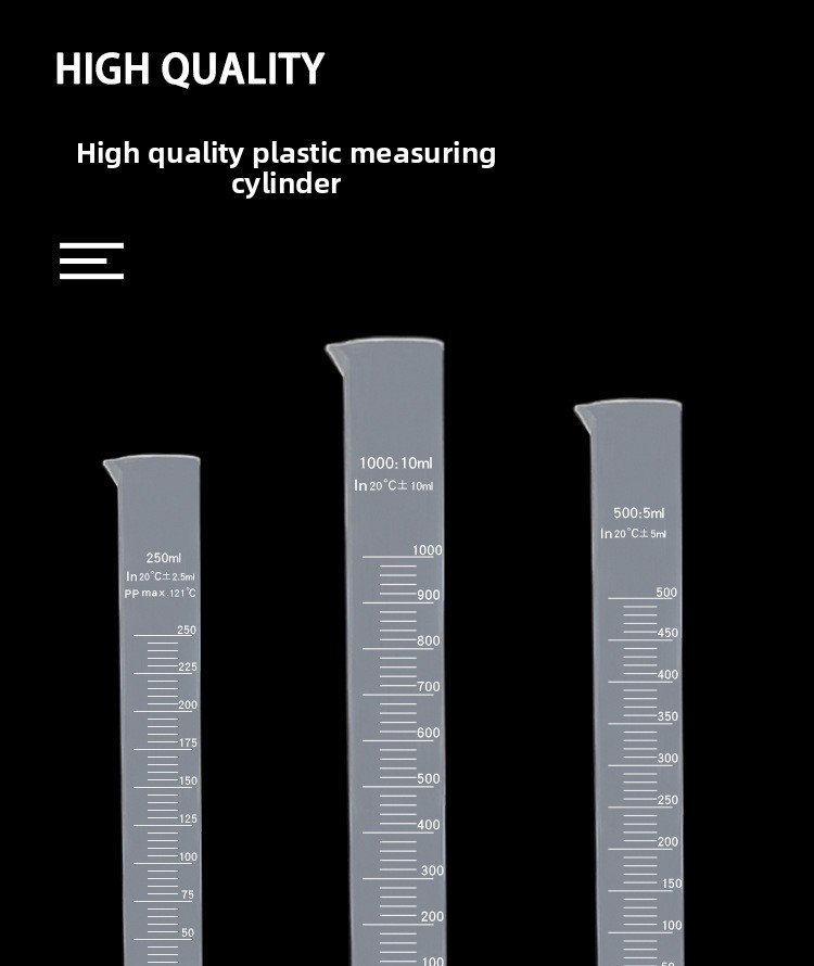 Lab Use Graduated Plastic Measuring Cups 10mL 2000mL Set Without Stopper for Liquid Testing