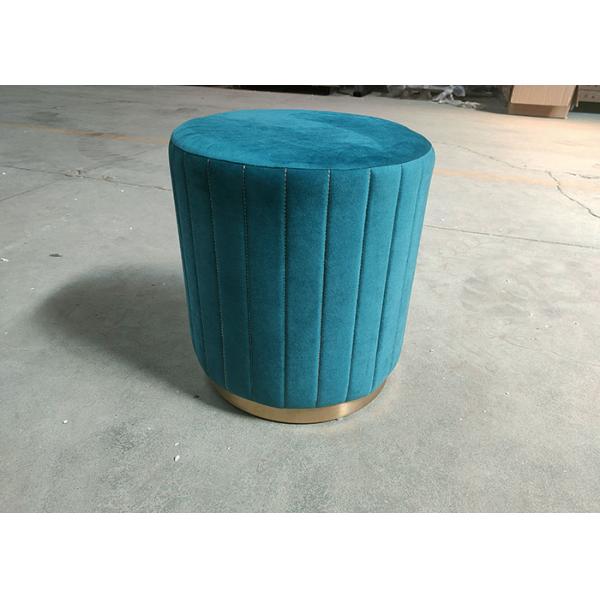 Pink Color Kitchen 43cm High Velvet Round Stool Internal Foam